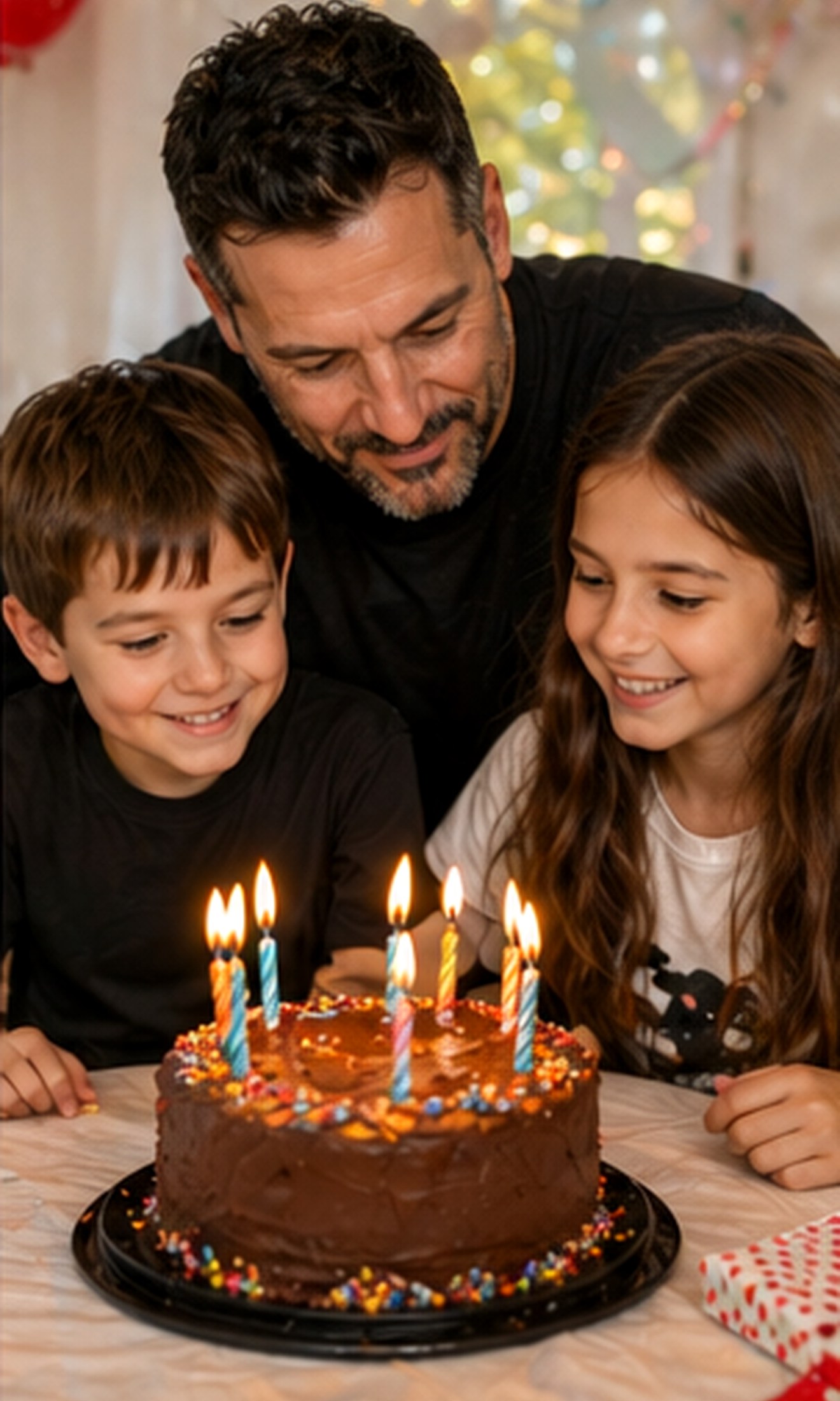 Tony Iavarone celebrating with his children