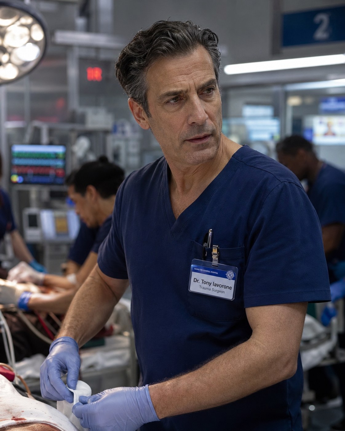 Dr. Tony Iavarone working in a Hamilton trauma bay